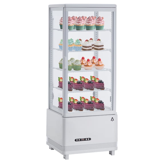 Commercial Refrigerator Display Case, 4-Sided Double-Layer Tempered Glass, Anti-Fog Ventilation Cooling