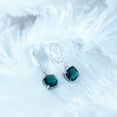 thumbnail image 5 of Rosec Jewels Cushion Shaped Created Green Sapphire Solitaire Drop Earrings for Women - 8 mm - AAA Quality - Lever Back, 18K White Gold, 5 of 7