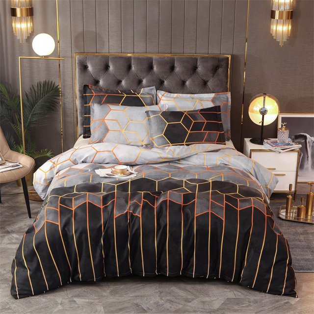 3pcs Colorful Striped Print Reversible Print Duvet Cover King Queen Bedding Set Geometry Quilt Cover Polyester Comforter Cover