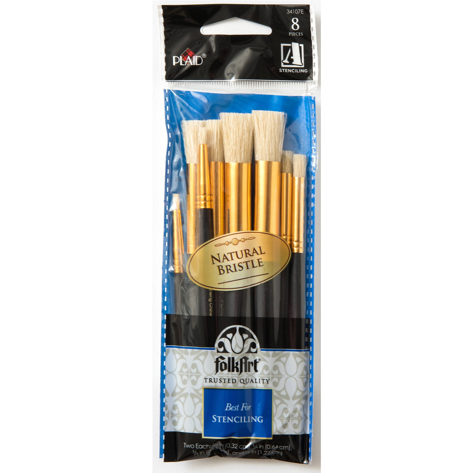 FolkArt Paintbrush Set, Short Handle Stencil Brush Set, 8 Piece