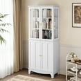 thumbnail image 3 of HLR 72 " Freestanding Kitchen Pantry Storage Sideboard,Glass Display Cabinet with Doors, White, 3 of 7