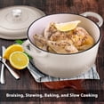 thumbnail image 2 of Coliware 6 Quart Enameled Cast Iron Dutch Oven with Lid, Round Dutch Oven Pot with Dual Handles - Khaki, 2 of 7