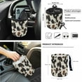 thumbnail image 4 of Jeiento Brown Cow Print 12 Pcs Car Seat Covers Set, Front Seat Protector Steering Wheel Cover Seat Belt Pads Armrest Prorector Trash Bin Sunglass Pocket Rear View Mirror Cover Coaster Keychain, 4 of 9