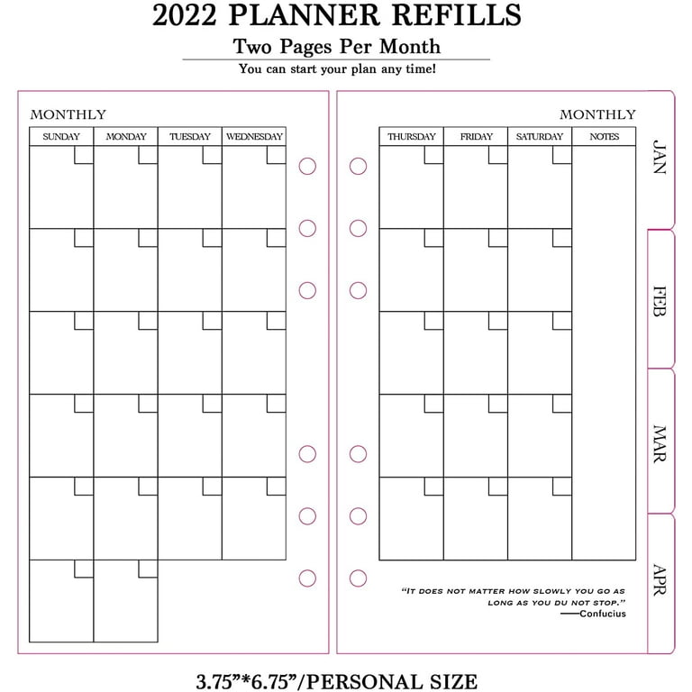 pillyball-a6-weekly-monthly-planner-refill-3-3-4-x-6-3-4-walmart-com