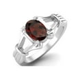 thumbnail image 2 of Solid 925 Sterling Silver 7x5mm Oval Shape Garnet Engagement Women Mother's Day Gift Ring, 2 of 4