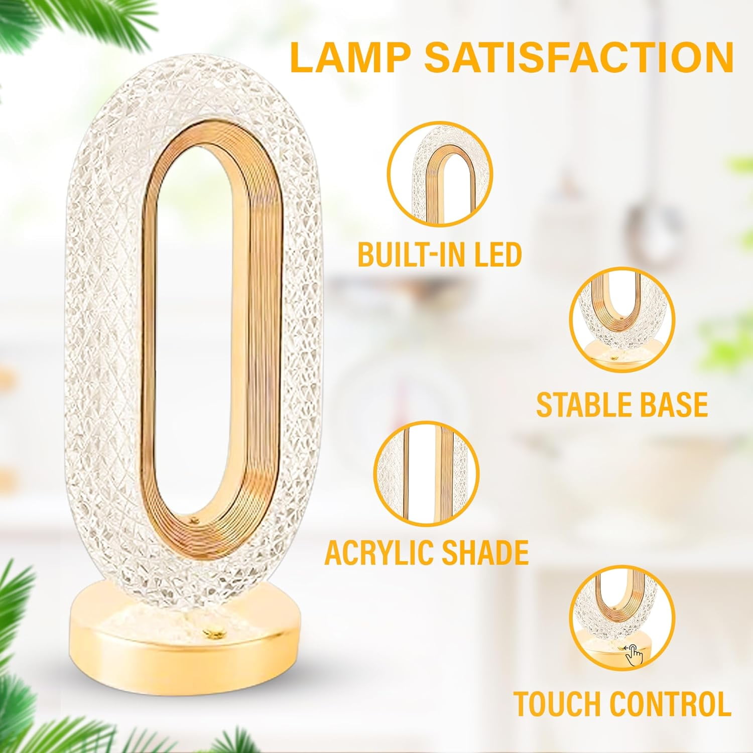 Crystal Table Lamp,Cordless Gold Rechargeable 3 Color Small Lamp Changing Night Light with USBCharging Port for Bedroom, Desk,Livingroom