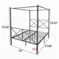 thumbnail image 4 of Full Size Metal Platform Bed Frame with X Shaped Frame, Black, No Box Spring Needed, for Bedroom, 4 of 8