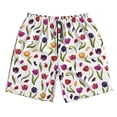 thumbnail image 3 of Uemuo Tulips Flowers Pattern Men's Swim Trunks Hawaiian Beach Bathing Suit Swimsuits Beach Quick-Dry Shorts with Pockets-, 3 of 9