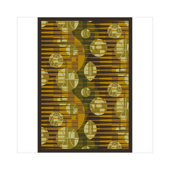 Keeping Score Gold 5 ft.4 in. x 7 ft.8 in.  WearOn Nylon Machine Tufted- Cut Pile Sports Rug