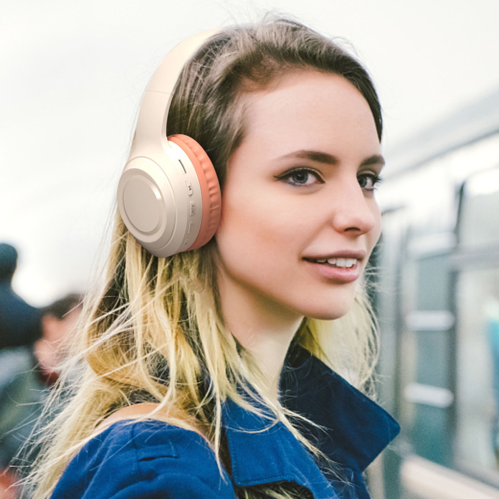 LACKUST Gradient Noise-Cancelling Bluetooth Headsets,Clearance Noise Cancelling Bluetooth Headphones for Kids,Superior Battery Life,Remote Control,Orange