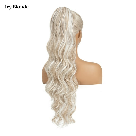 Namzi Extension Ponytail - 66.04CM Icy Blonde Wavy Hair Extensions,high-temperature silk Natural-Looking Synthetic Hair Extension, 1 Pcs