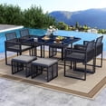 thumbnail image 1 of Costway 9 PCS Patio Dining Set with PE Rattan Chairs Tempered Glass Table and Ottomans, 1 of 10
