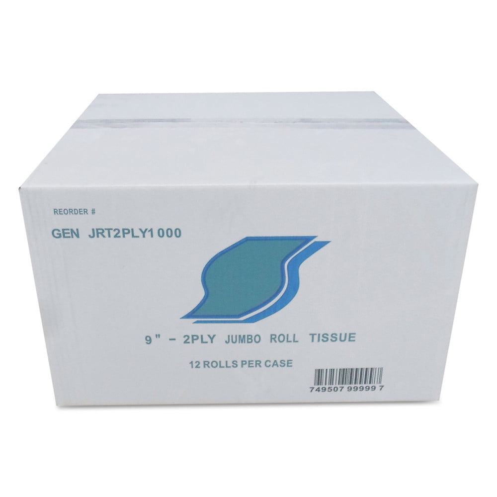 GEN GENJRT2PLY1000 Jumbo Bath Tissue, 2-Ply, White, 9 in Diameter, 12/Carton