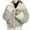 Gray, variant on Women's Fleece Jacket Sherpa Lined Puffer Long Sleeve Button Down Cropped Coat Quilted Fuzzy Warm Winter Coats Outerwear (M, White)