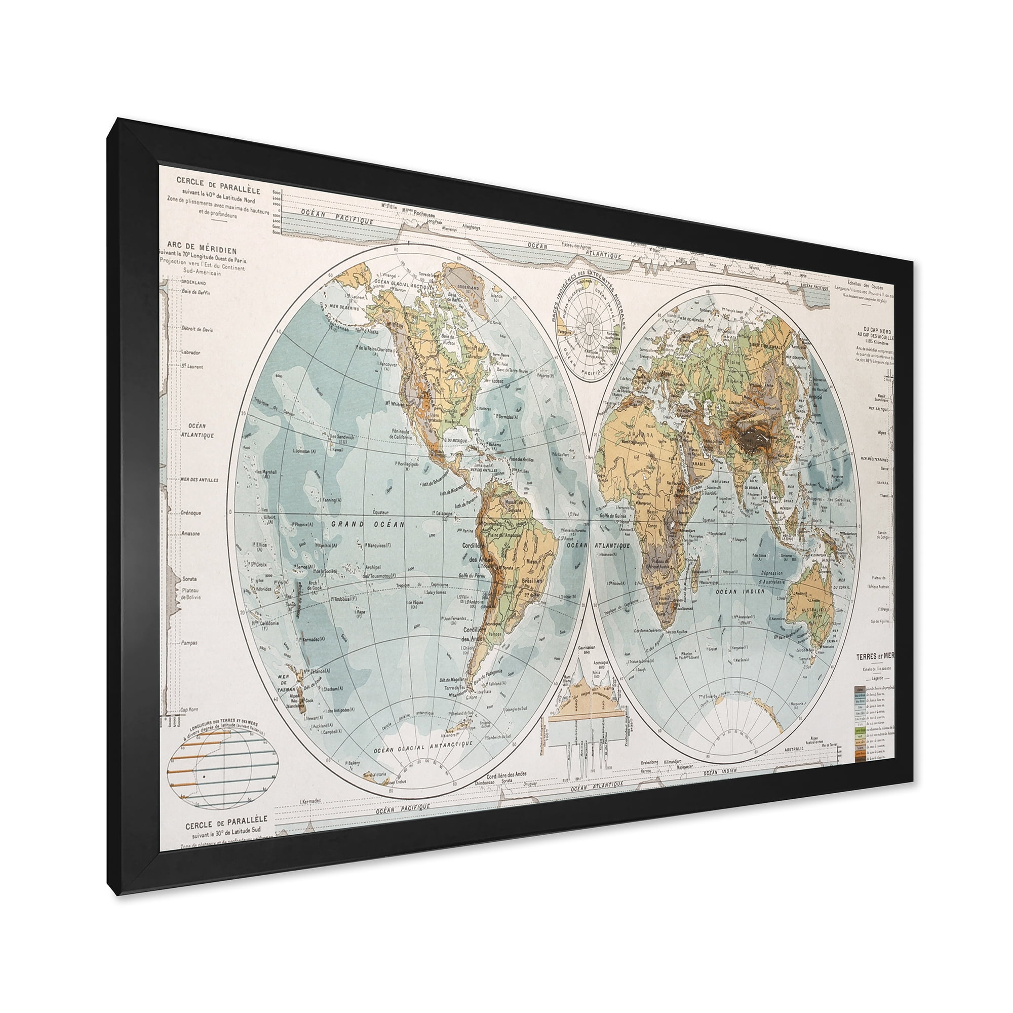 Designart 'Ancient World Map II' Rustic Framed Art Print