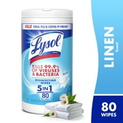 Lysol® Disinfecting White Wipes, Crisp Linen Scent, Household Cleaning Cloths, 80 Count