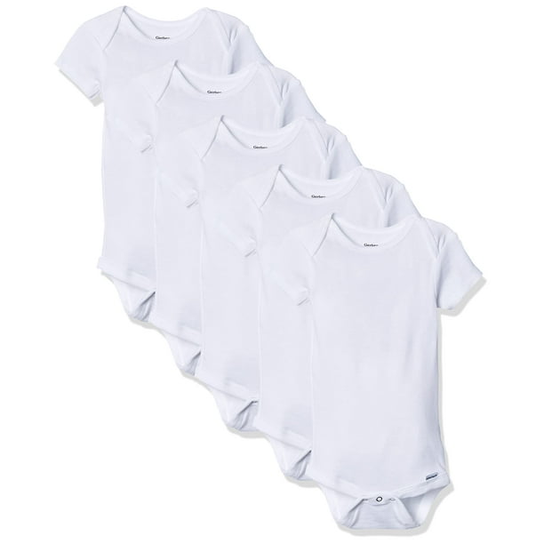Bodysuits Gerber Baby, paquete de 5 pijitas lisas, color blanco, 24 meses