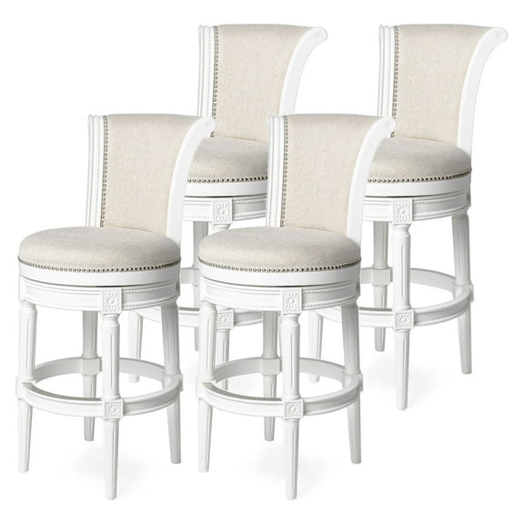 Open Box Maven Lane Pullman Swivel Stool, Alabaster White, Bar Height (4 Pack)