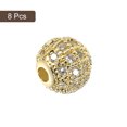 thumbnail image 3 of Charm Rhinestone Beads, 8 Pack 8mm Round Zircon Pave Spacer Beads for Jewelry Making (White - Gold), 3 of 6