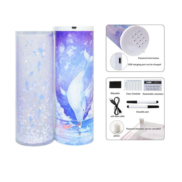 Estuches Multifunción Para Lápices, Portalápices Cilíndrico Con Contraseña, Caja De Papelería De Gran Capacidad, Candado Codificado, Bolsa De Almacenamiento Para El Hogar, La Oficina Y La Escuela Speravity EL017475-01