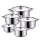 thumbnail image 5 of 5 ollas de acero inoxidable con tapa y asas para uso doméstico, cocina de inducción, para hervir, cocinar , sopa y caldo., 5 of 8