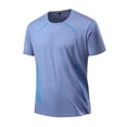 thumbnail image 4 of Men's Cooling Running Shirts Anti Odor Moisture Wicking Breathable Workout Athletic Short Sleeve Lightweight Gym Tee Big and Tall Size XL-5XL Light Blue, 4 of 5