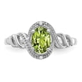 thumbnail image 5 of 10K White Gold Ring Band with Stones (08) August Peridot Oval Green Diamond Round, Size 9, 5 of 5