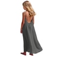 thumbnail image 5 of CCRFTGI Backless Cami Dress for Kids Girls Size 10-12 Casual Sleeveless Maxi House Dress Summer Spaghetti Strap Loose Fit Flowy Vacation Dresses Gray 7-8 Years, 5 of 7