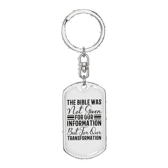 Bible Transformation Stainless Steel or 18k Gold Premium Swivel Dog Tag Keychain