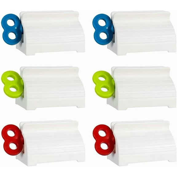 6 Pieces Rolling Toothpaste Squeezer Dispenser Seat Holder Stand, Tube Squeezer for Toothpaste Creams Antibiotic Ointment Soft Tube Rotate Toothpaste Dispenser (Red/Blue/Green)