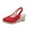 Red, variant on KBODIU Closed Toe Platform Wedge Sandals for Women, Women's High Heels Linen Straw Sandals Wedges Casual Canvas Dress Slippers Sandals
