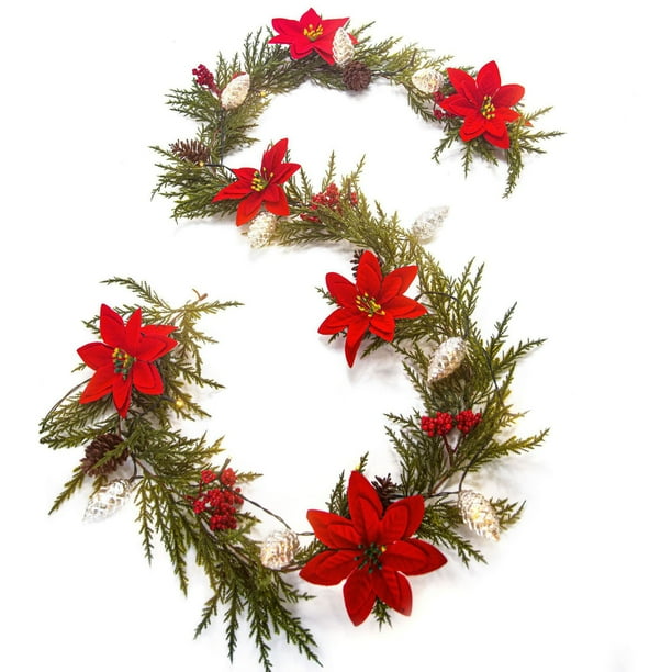 Christmas Norfolk 5.9 Ft Artificial Faux Garlands For Indoor Home Decor Xmas Holiday