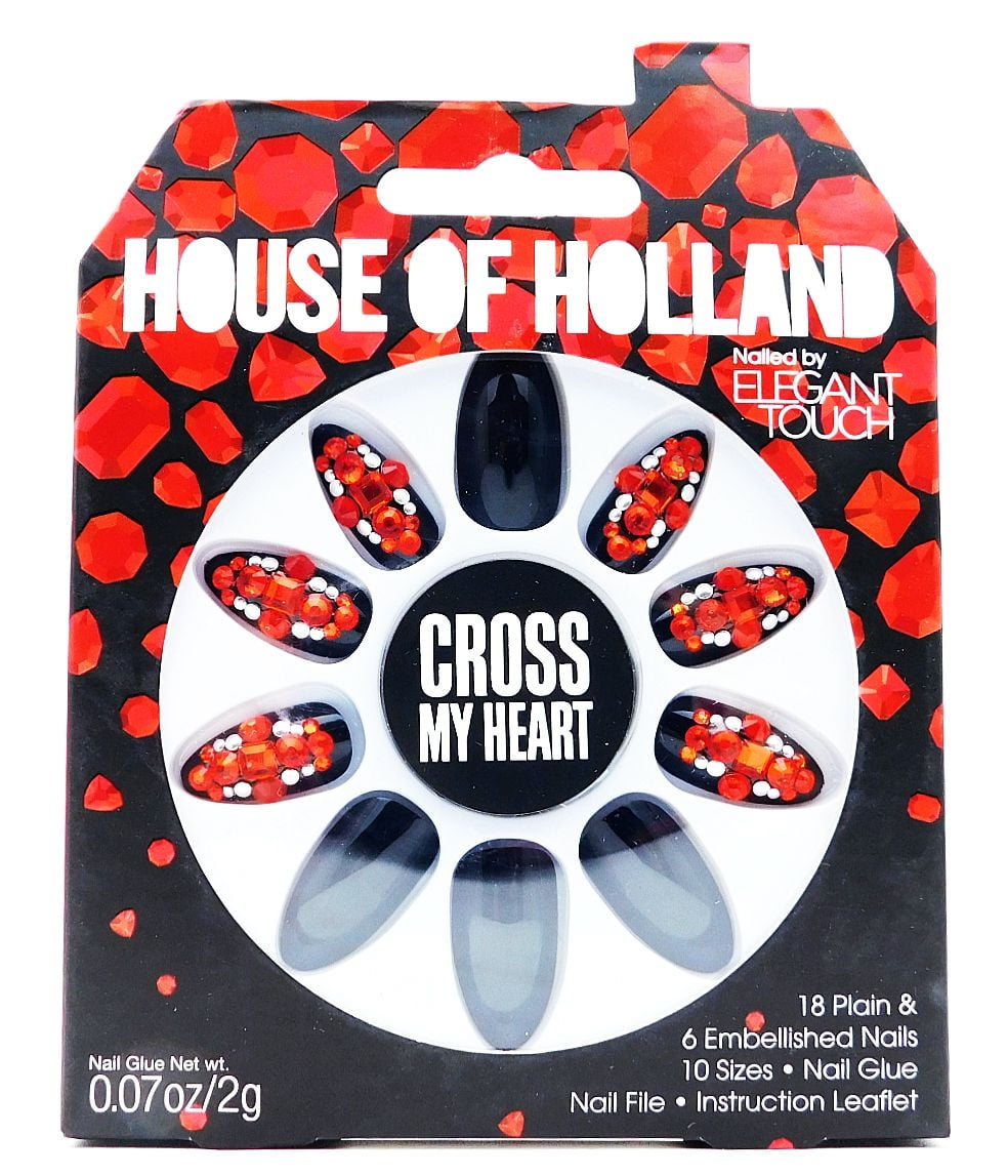 House of Holland Nailed by Elegant Touch Cross my Heart Nails on Fleek