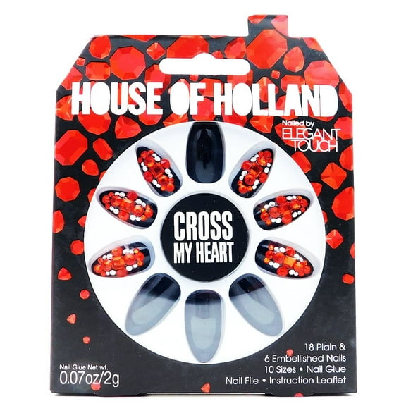 House of Holland Nailed by Elegant Touch  Cross my Heart Nails on Fleek: 24 nails, nail glue .07 Oz., nail file