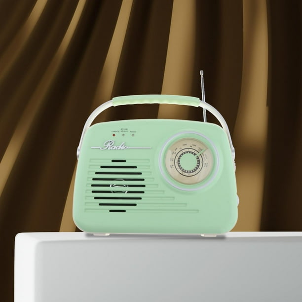 Radio Portátil perfecl con Bluetooth Recargable Diseño Retro Verde