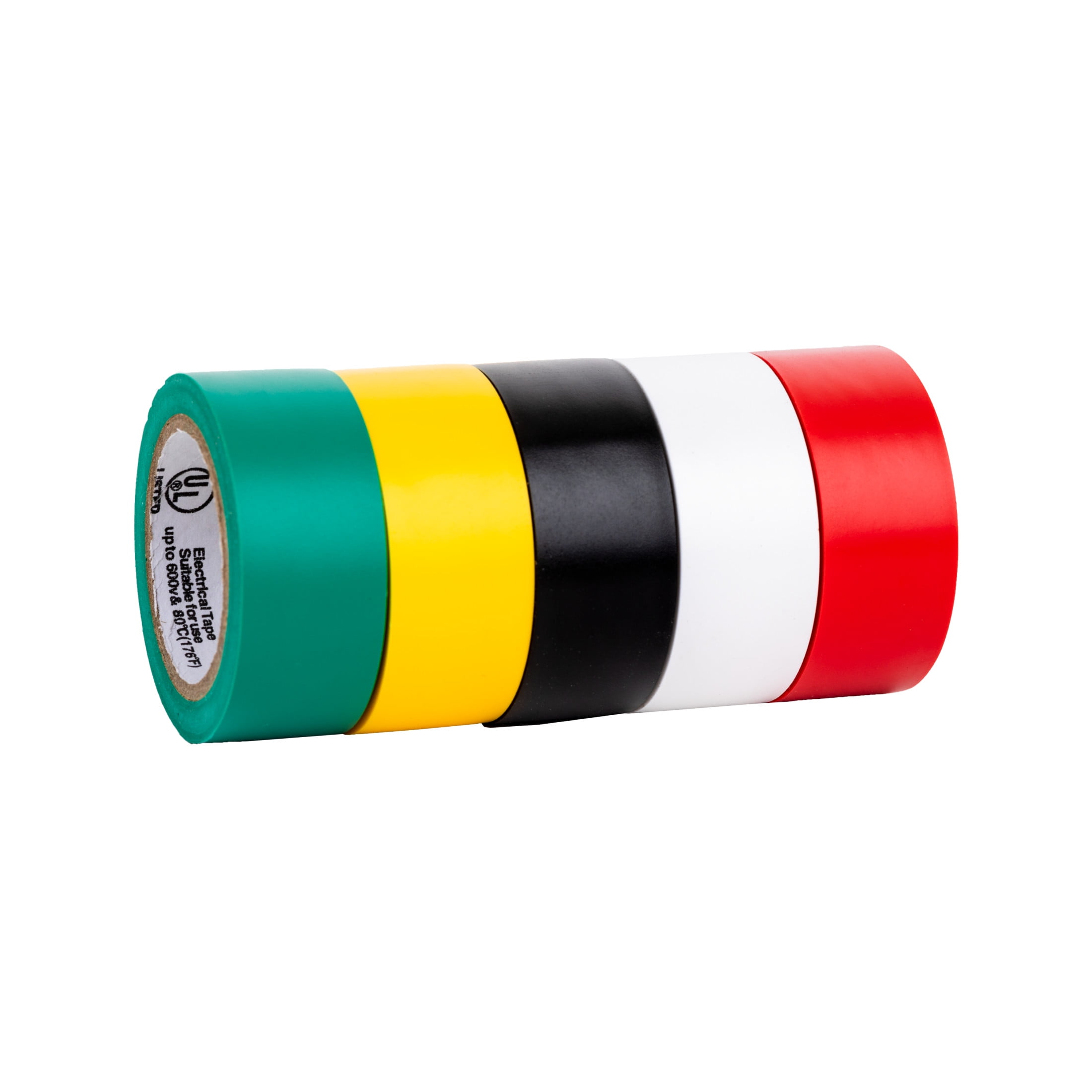 Duck .75 in. x 12 ft. x 7 mil. Color Coding Electrical Tape, Multi-Color, 5 Pack