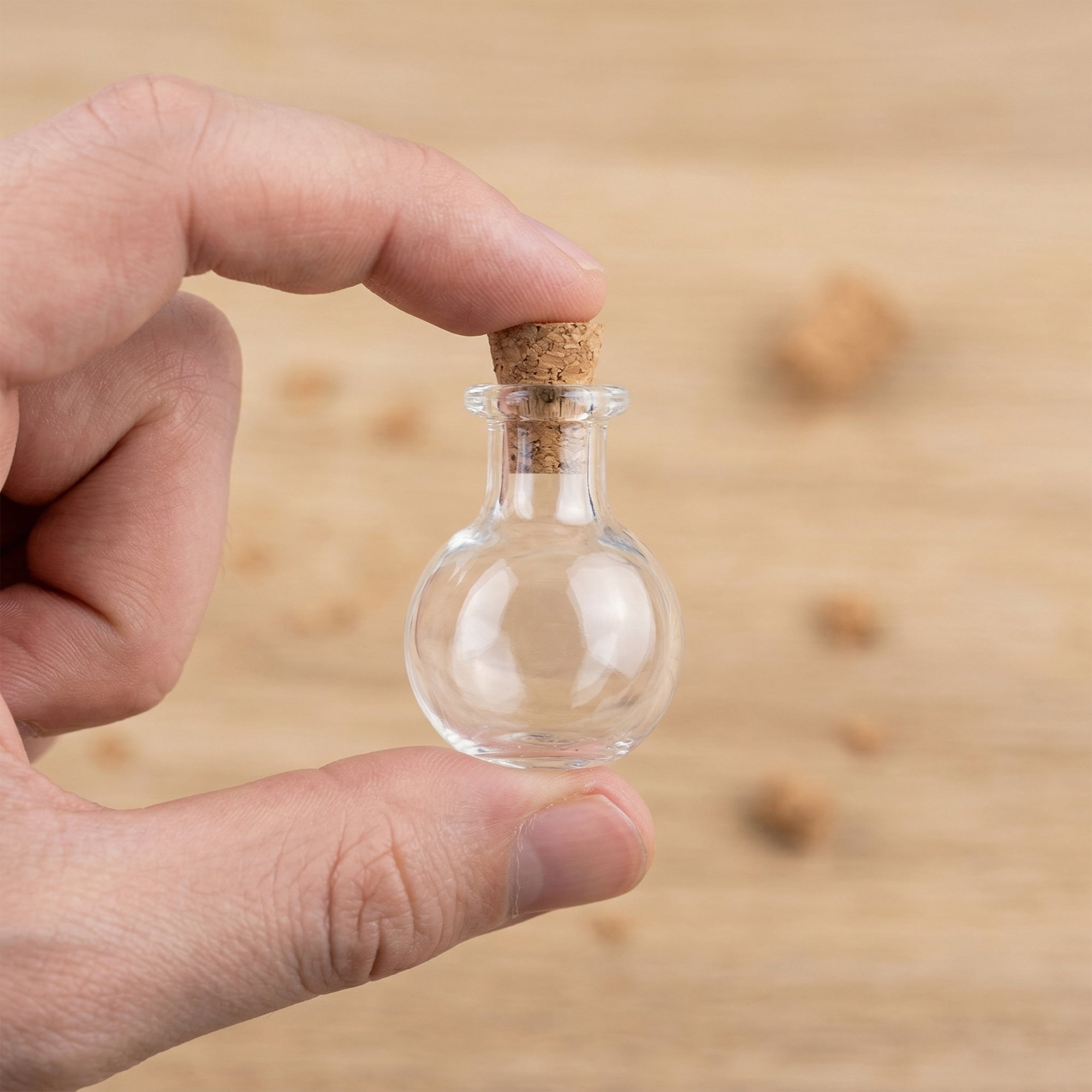 Unique Bargains 6Pcs Tiny Glass Bottles with Cork Stoppers Oval Shaped 0.8" x 0.8" x 1.2"