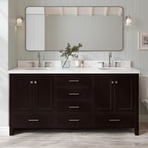 Ariel Cambridge 73 In. Double Oval Sink Vanity With White Quartz Countertop In Espresso