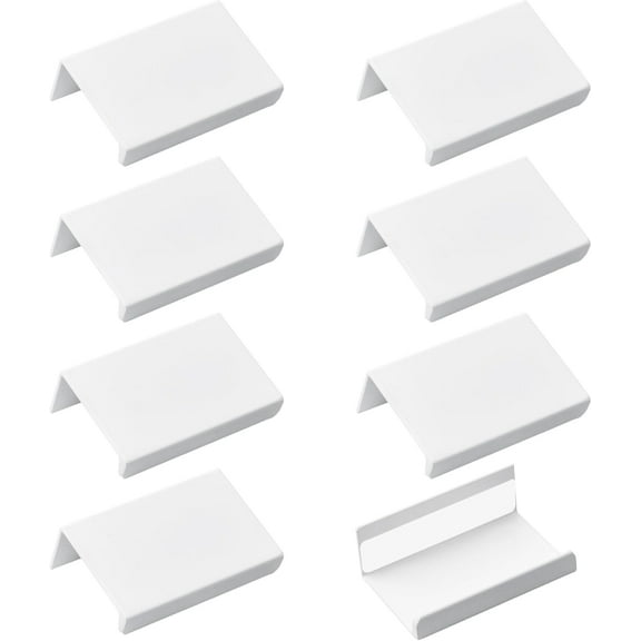 8 Pack Finger Edge Pull, Self-Stick Instant Cabinet Drawer Pulls Handle Right Angle Aluminum Alloy Invisible Wardrobe Knobs for Kitchen Bedroom Livingroom, 50mm/White