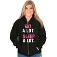 thumbnail image 3 of Funny Lazy Eat Sleep A Lot Saying Unisex Fleece Graphic Zip Up Hoodie Brisco Brands 2X, 3 of 5