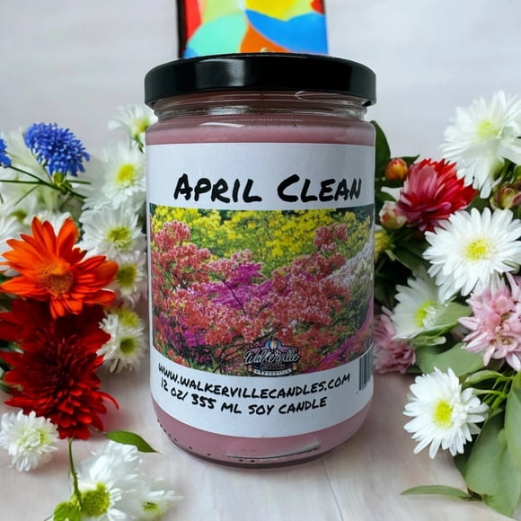 April Clean Vegan Coconut Soy 12 oz/ 355 ml Candle Hand-poured, Eco-friendly, Clean Burning, Floral Wood Wick