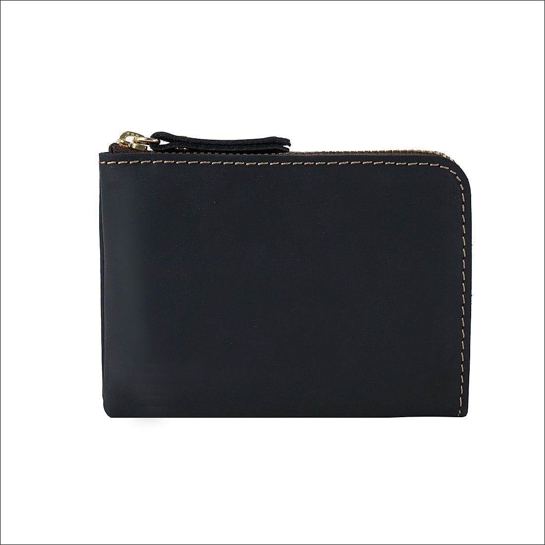 (black)Leather Card Pocket Wallet, Slim Zip Wallet (Max.12 Cards, Bills, Pocket) - Caramel