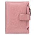 thumbnail image 1 of Small Women Wallet Genuine Leather Rfid Blocking Bifold Zipper Pocket Card Holder with Id Window Wax Pink, 1 of 5