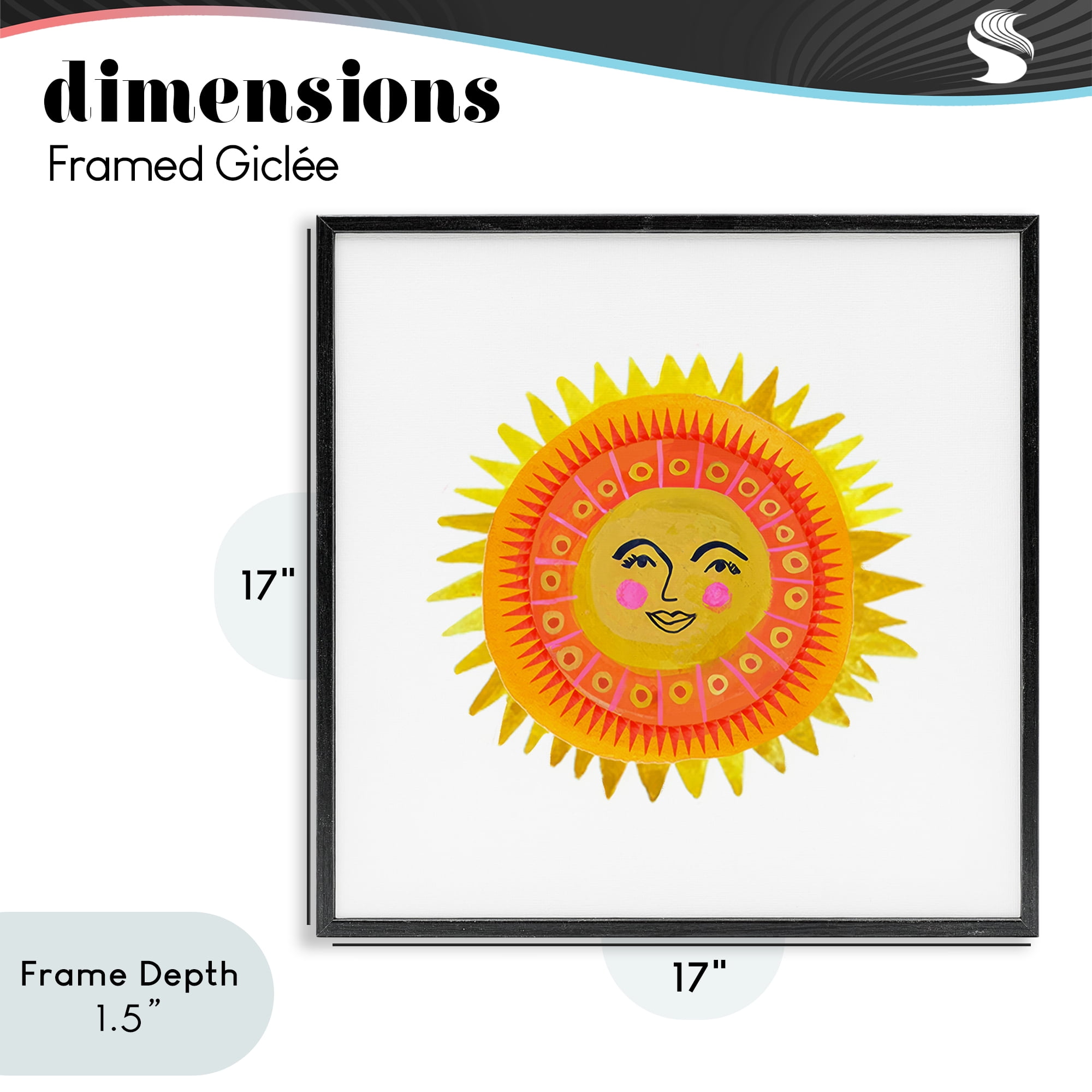 Stupell Industries Eccentric Bohemian Sun Black Framed Giclee Art, design by Katherine Herrell Studio