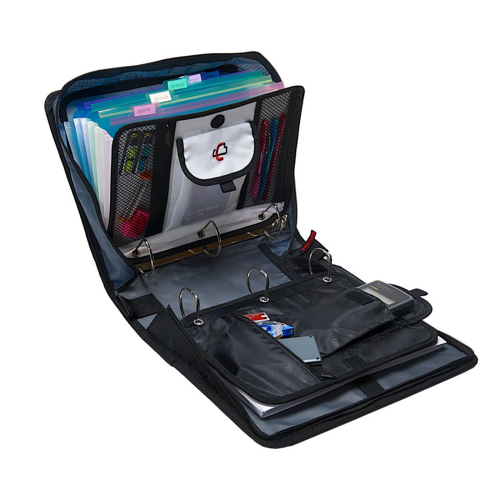 Case It 2" Dual D-Ring Zipper Backpack Binder, Black and Red