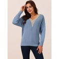 thumbnail image 3 of DARING DIVA Long Sleeve Lace V Neck Pullover Sweater Jumper Top M Blue, 3 of 5