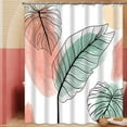 thumbnail image 3 of Boho Abstract Leaves Shower Curtain, Hawaii Mid Century Tropical Plant Minimalist Aesthetic Bathroom Decor Shower Curtain, 3 of 6