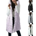 thumbnail image 7 of Lovskoo Womens Faux Fur Hooded Gilet Vest Sleeveless Waistcoat Winter Body Warmer Jacket Coat Outwear Cardigan Long Gilet White, 7 of 7