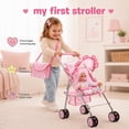 thumbnail image 4 of Dolls To Play Baby Doll Stroller for Girls, Foldable Toy Buggy with Canopy, Storage Basket & Diaper Bag, Fits 12-18 Inch Dolls, Pink Butterfly, 4 of 6