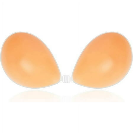 Adhesive Bra Strapless Sticky Invisible Push up Silicone Bra for Backless Dress with Nipple Covers(2 pcs)